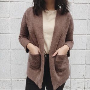 J.CREW MAUVE ALPACA WOOL BLEND OPEN CARDIGAN